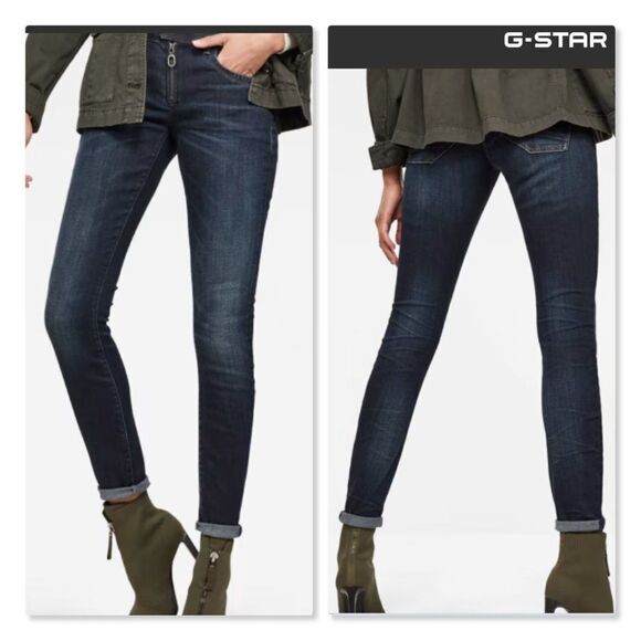 G-Star Raw Lynn Zipper Mid Waist Skinny Jeans size 23/30 - Picture 1 of 14